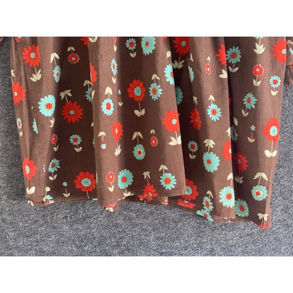 Cato Woman Top Peplum Brown Floral Pull Over Button Front 18/20W - Picture 6 of 10